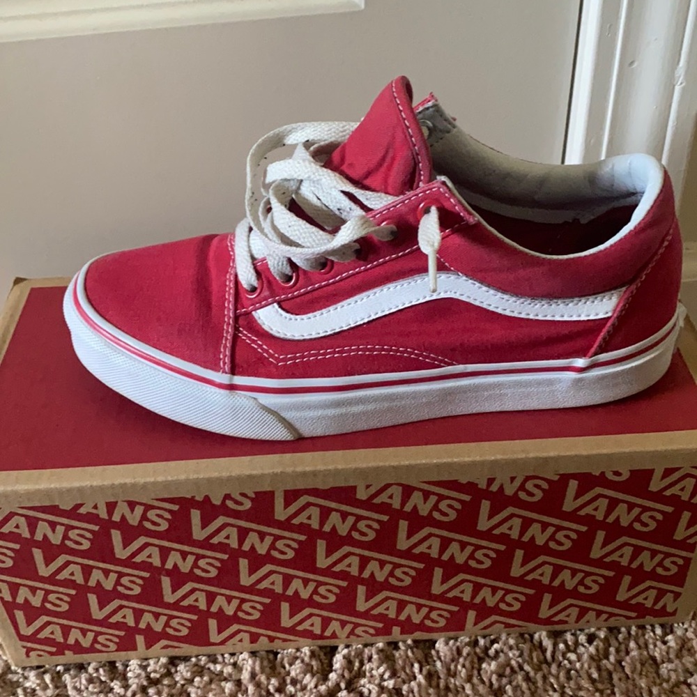 Red and white women’s Vans
